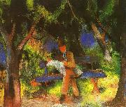 August Macke Man Reading in a Park oil painting artist